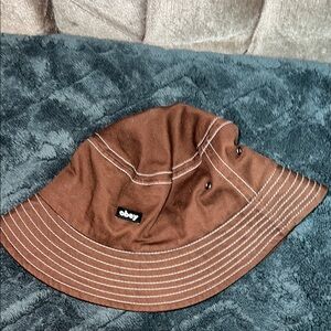 Obey brown hat with contrast stitching